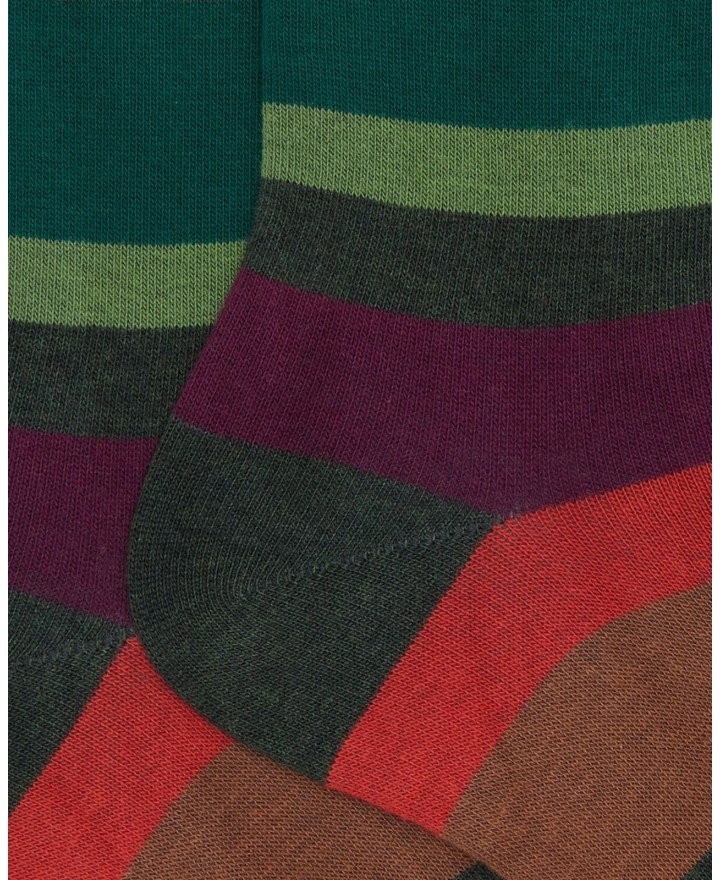 Gallo - Calze al Polpaccio Righe 7 Colori Verdi Uomo AP514264 32737 FORES I25