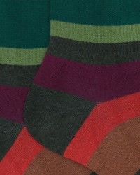 Gallo - Calze al Polpaccio Righe 7 Colori Verdi Uomo AP514264 32737 FORES I25