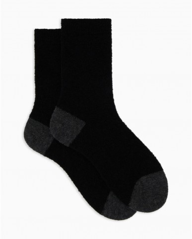 Gallo - Women's Black Bouclé Wool Calf Socks AP514457 11878 I24