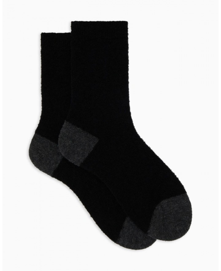 Gallo - Women's Black Bouclé Wool Calf Socks AP514457 11878 I24