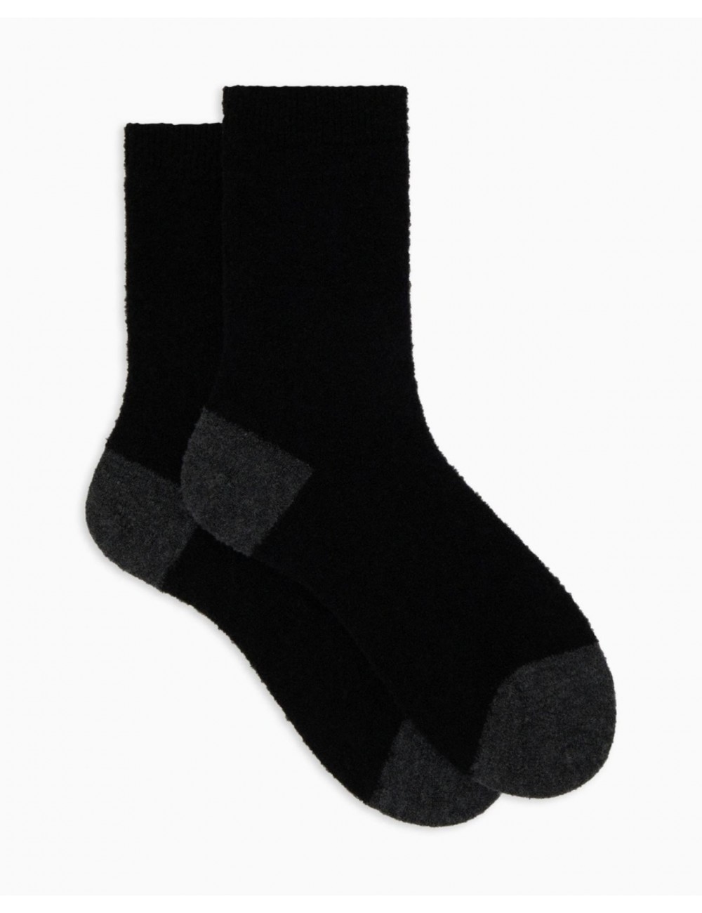 Gallo - Women's Black Bouclé Wool Calf Socks AP514457 11878 I24