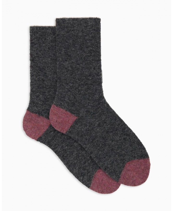 Gallo - Women's Gray Bouclé Wool Calf Socks AP514457 32441 I24
