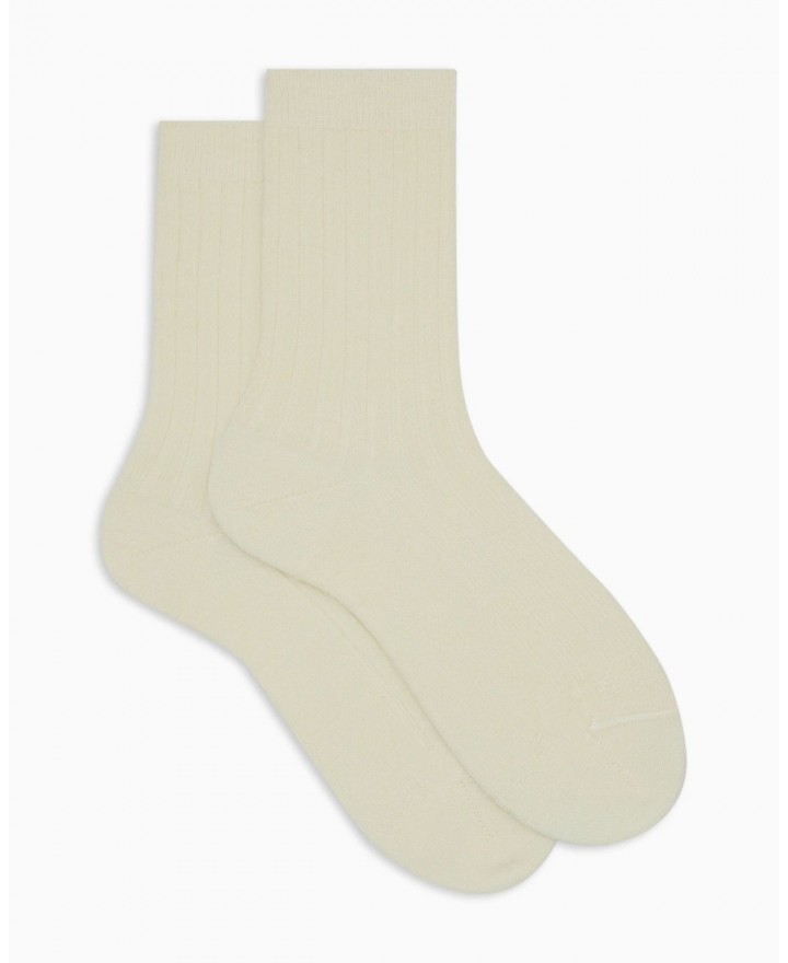 Gallo - Women's White Ribbed Calf Socks AP514736 10808 PANNA I25