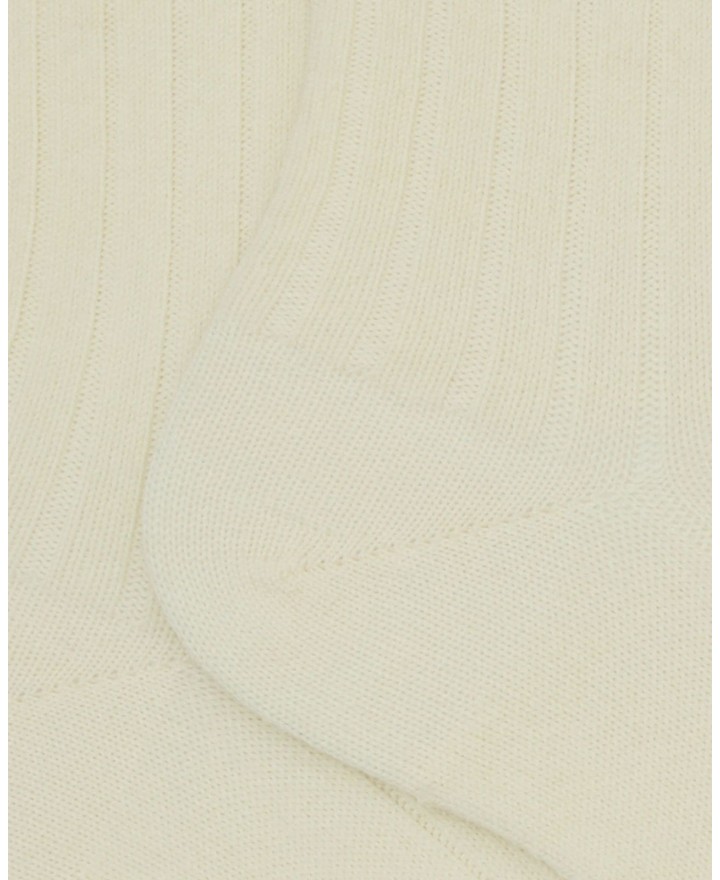 Gallo - Women's White Ribbed Calf Socks AP514736 10808 PANNA I25