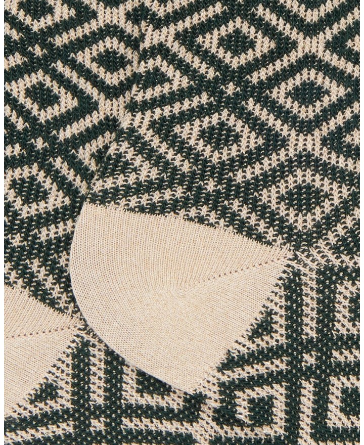 Gallo - Women's Green Diamond Pattern Calf Socks AP516359 15384 ORO I25