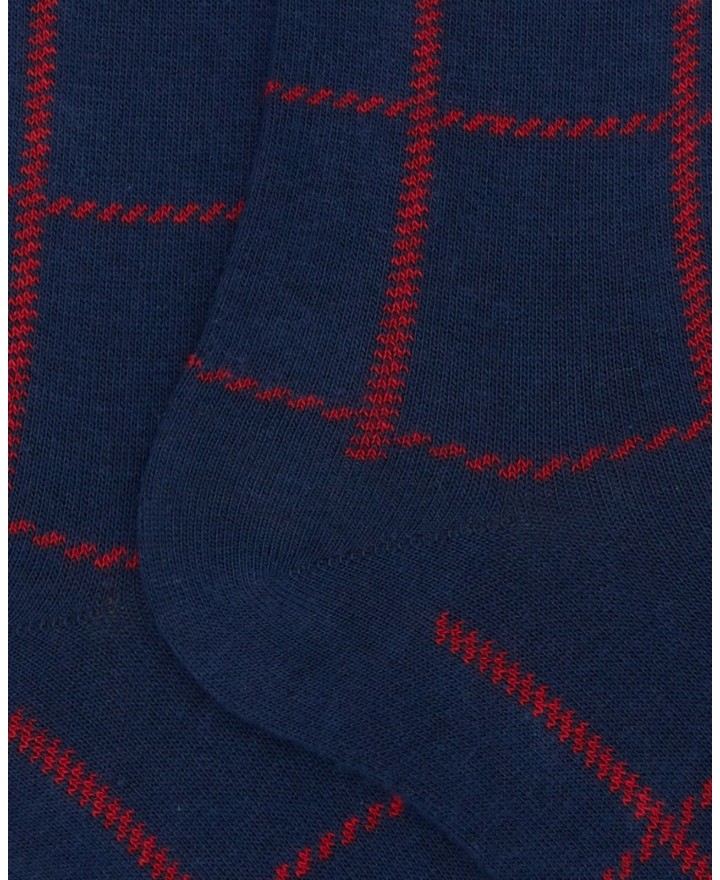 Gallo - Men's Blue Checkered Knee-High Socks AP516382 12679 ROYAL I25