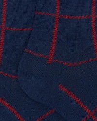Gallo - Men's Blue Checkered Knee-High Socks AP516382 12679 ROYAL I25