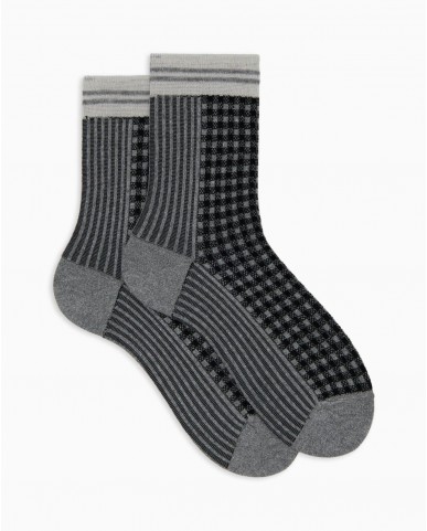 Gallo - Calze al Polpaccio Tartan Argento Donna AP516389 12438 NERO I25