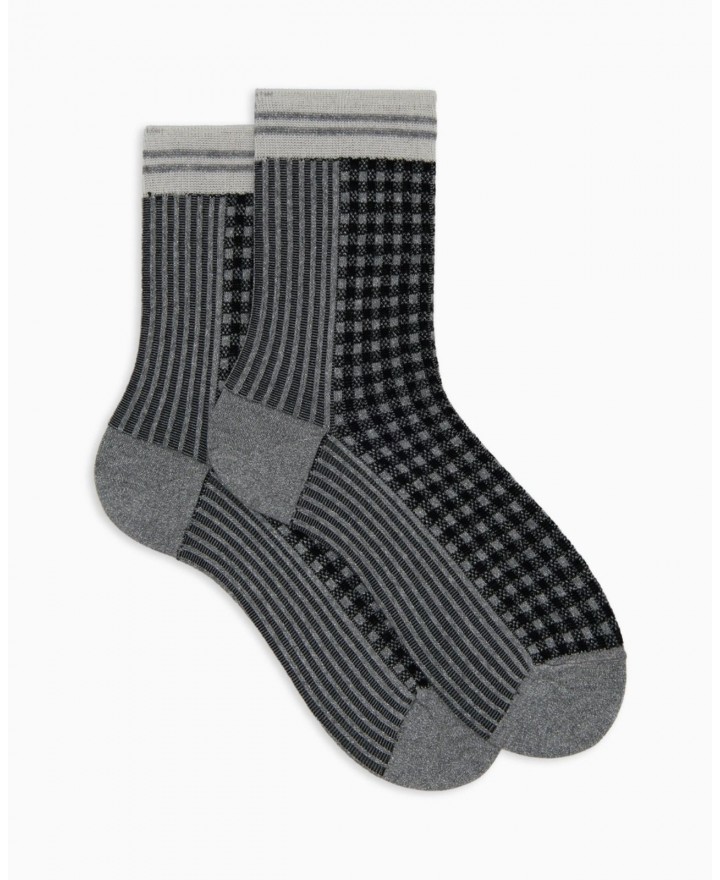 Gallo - Calze al Polpaccio Tartan Argento Donna AP516389 12438 NERO I25