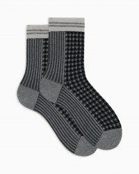 Gallo - Calze al Polpaccio Tartan Argento Donna AP516389 12438 NERO I25