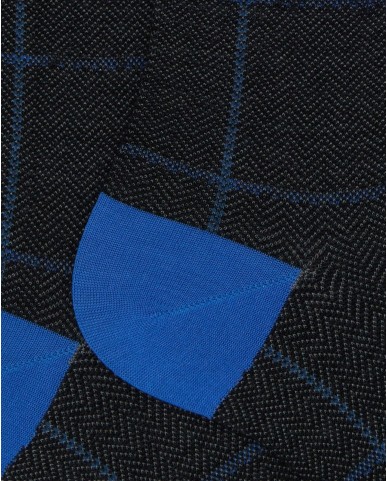 Gallo - Calze al Ginocchio Quadri Grigie/Blu Uomo AP516564 11818 ANTRA I25