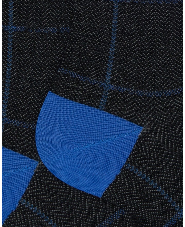 Gallo - Calze al Ginocchio Quadri Grigie/Blu Uomo AP516564 11818 ANTRA I25