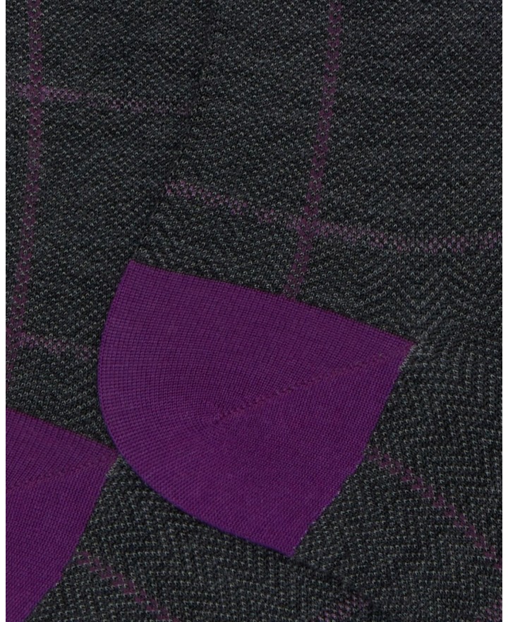Gallo - Calze al Ginocchio Quadri Grigie/Viola Uomo AP516564 11824 FERRO I25