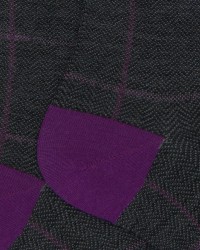 Gallo - Calze al Ginocchio Quadri Grigie/Viola Uomo AP516564 11824 FERRO I25