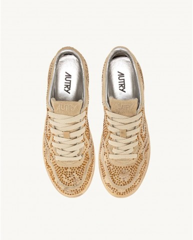 Autry - Women's Beige Medalist Suede Rhinestone Shoe AULW NA03 I25