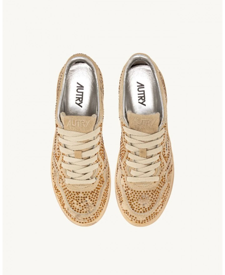 Autry - Women's Beige Medalist Suede Rhinestone Shoe AULW NA03 I25