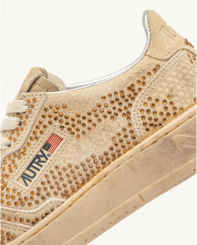 Autry - Women's Beige Medalist Suede Rhinestone Shoe AULW NA03 I25