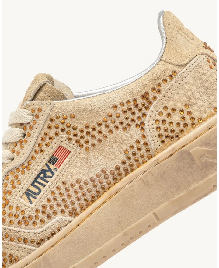 Autry - Women's Beige Medalist Suede Rhinestone Shoe AULW NA03 I25