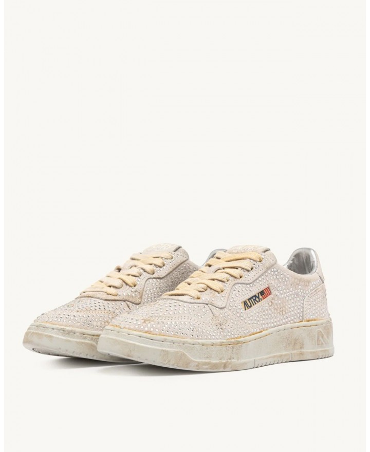 Autry - Crystal Medalist Suede Strass Bianca Donna AULW NA01 I25