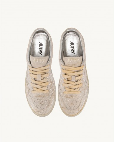 Autry - Crystal Medalist Suede Strass Bianca Donna AULW NA01 I25