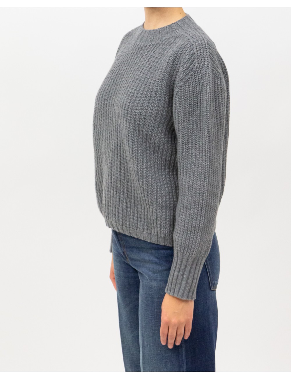 Aragona - Maglia Girocollo Cashmere Grigia Donna D3234TF 105 GRIGIO I25