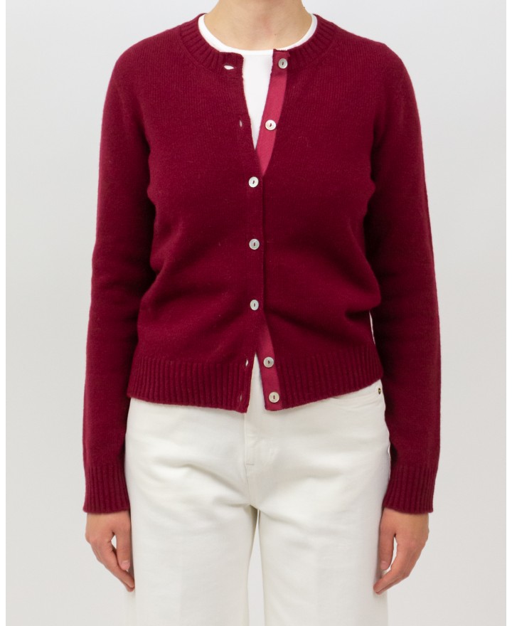 Arovescio - Cardigan Coreana Lana Bordeaux Donna W1661/06 262 BURGUND I25