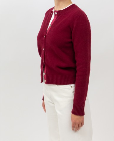 Arovescio - Cardigan Coreana Lana Bordeaux Donna W1661/06 262 BURGUND I25