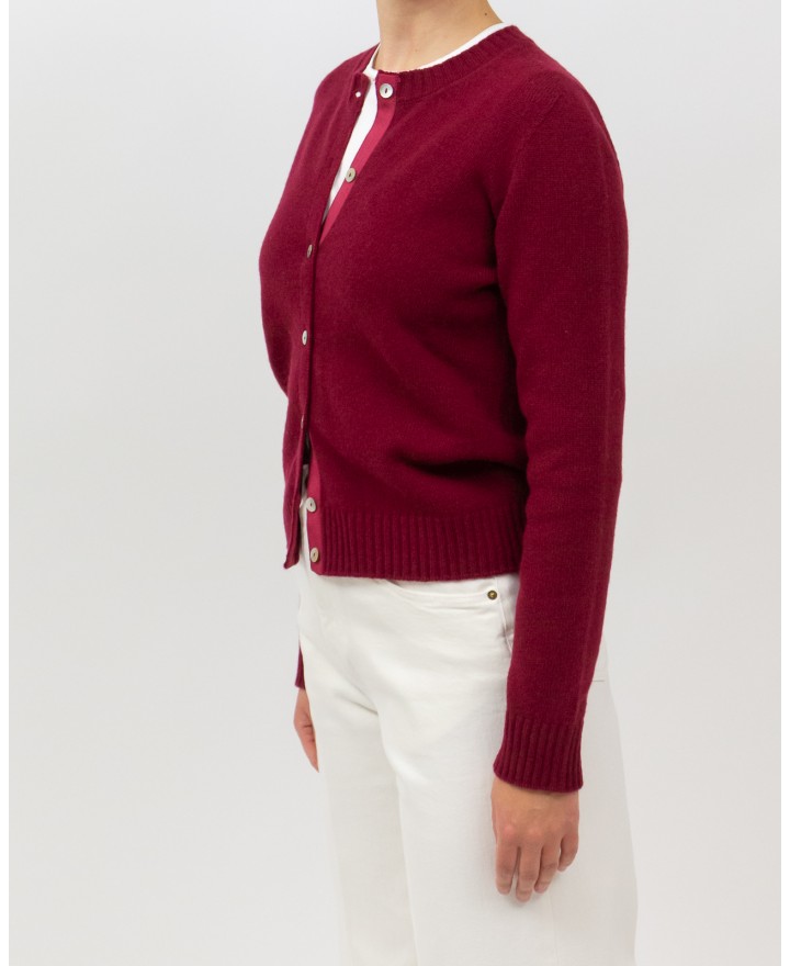 Arovescio - Cardigan Coreana Lana Bordeaux Donna W1661/06 262 BURGUND I25
