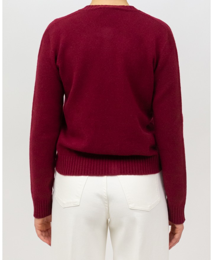 Arovescio - Cardigan Coreana Lana Bordeaux Donna W1661/06 262 BURGUND I25