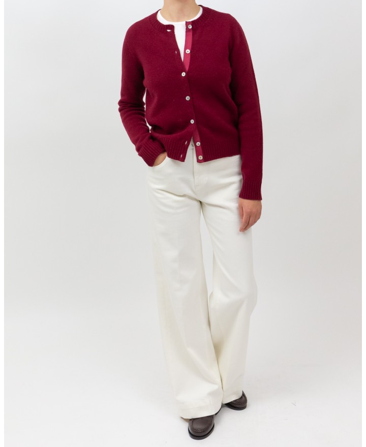 Arovescio - Cardigan Coreana Lana Bordeaux Donna W1661/06 262 BURGUND I25