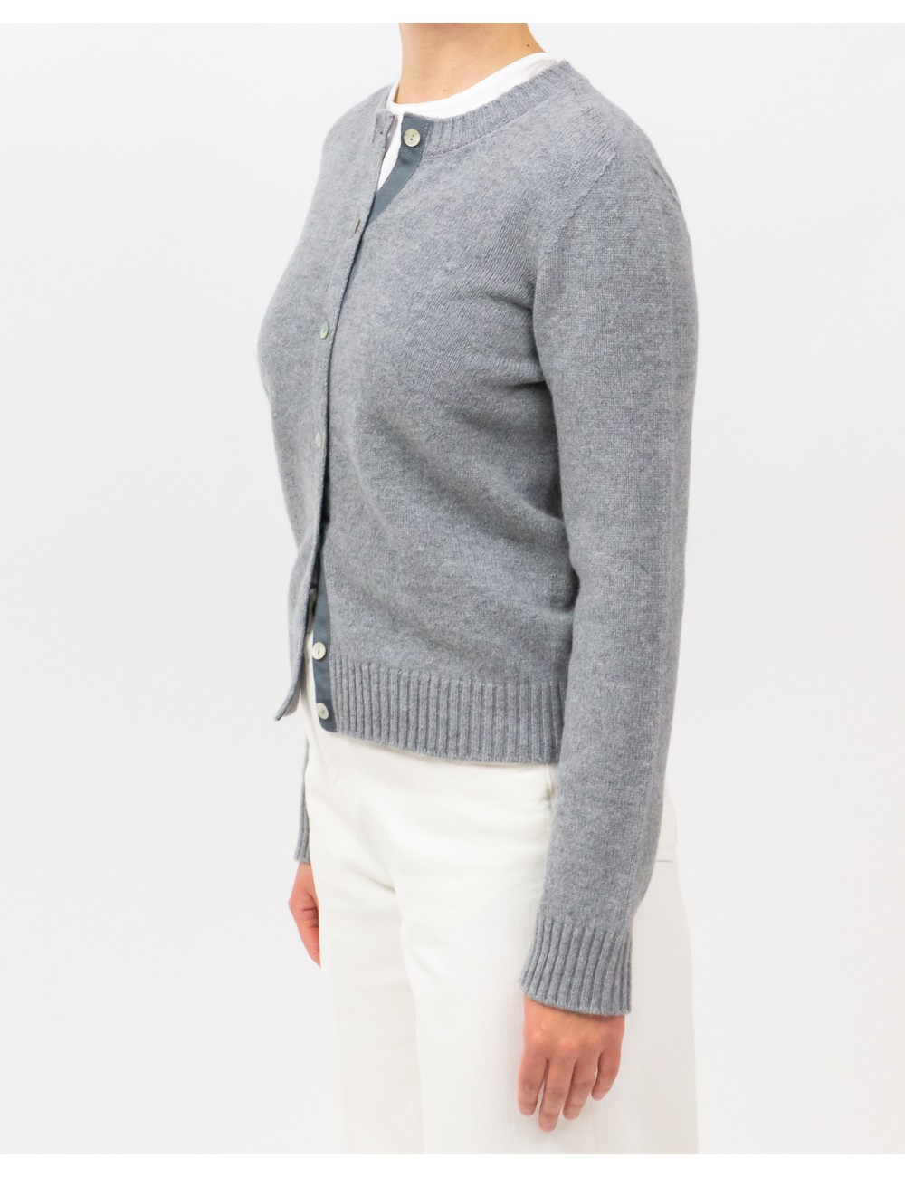 Arovescio - Cardigan Coreana Lana Grigio Donna W1661/06 507 CEMENTO I25