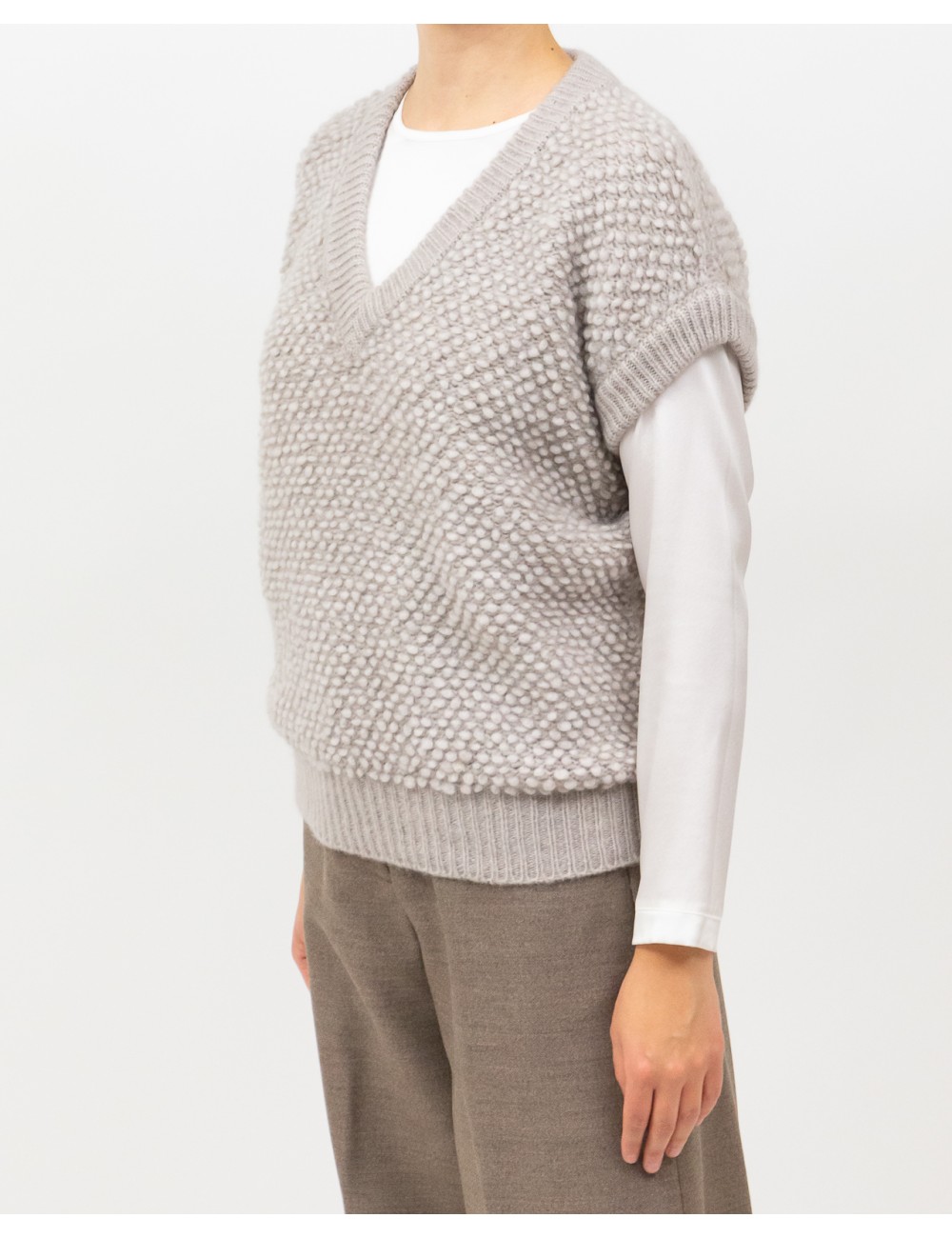 Arovescio - Gilet Nido d'Ape Beige Donna W1807/09 061 MASTICE I25