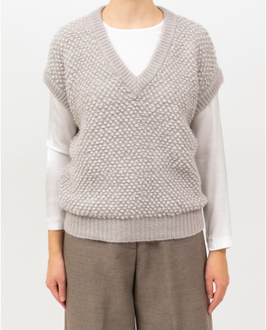 Arovescio - Gilet Nido d'Ape Beige Donna W1807/09 061 MASTICE I25