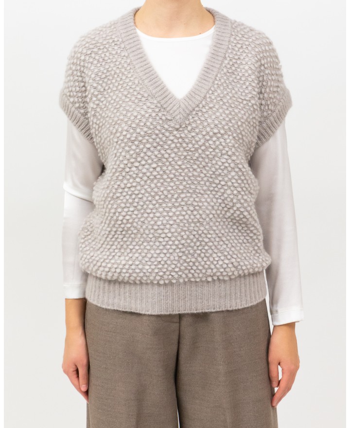 Arovescio - Gilet Nido d'Ape Beige Donna W1807/09 061 MASTICE I25