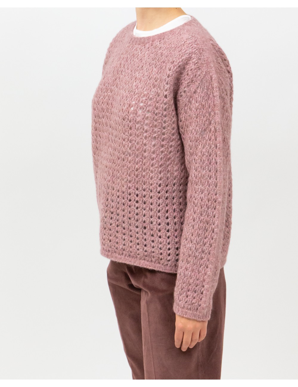 Arovescio - Maglia Girocollo Rete Rosa Donna W1810/09 304 BLUSH I25