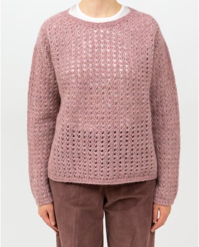 Arovescio - Maglia Girocollo Rete Rosa Donna W1810/09 304 BLUSH I25