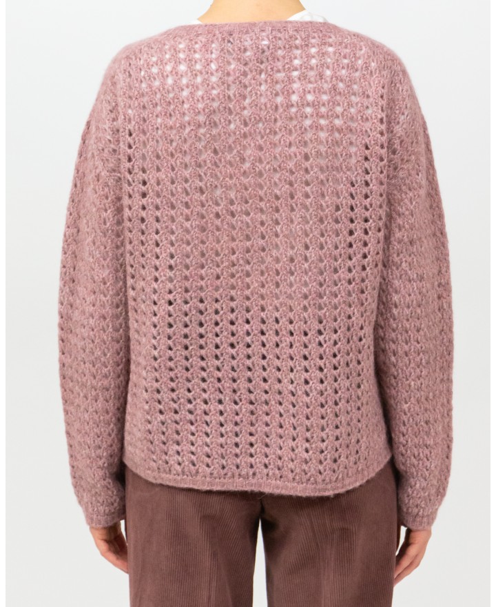 Arovescio - Maglia Girocollo Rete Rosa Donna W1810/09 304 BLUSH I25