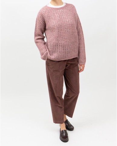 Arovescio - Maglia Girocollo Rete Rosa Donna W1810/09 304 BLUSH I25