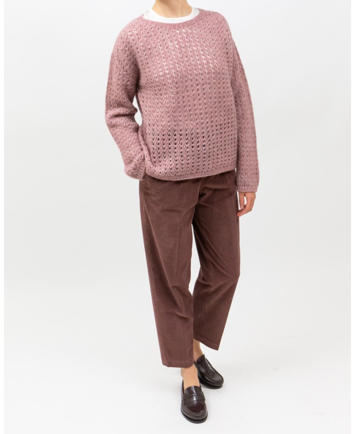 Arovescio - Maglia Girocollo Rete Rosa Donna W1810/09 304 BLUSH I25