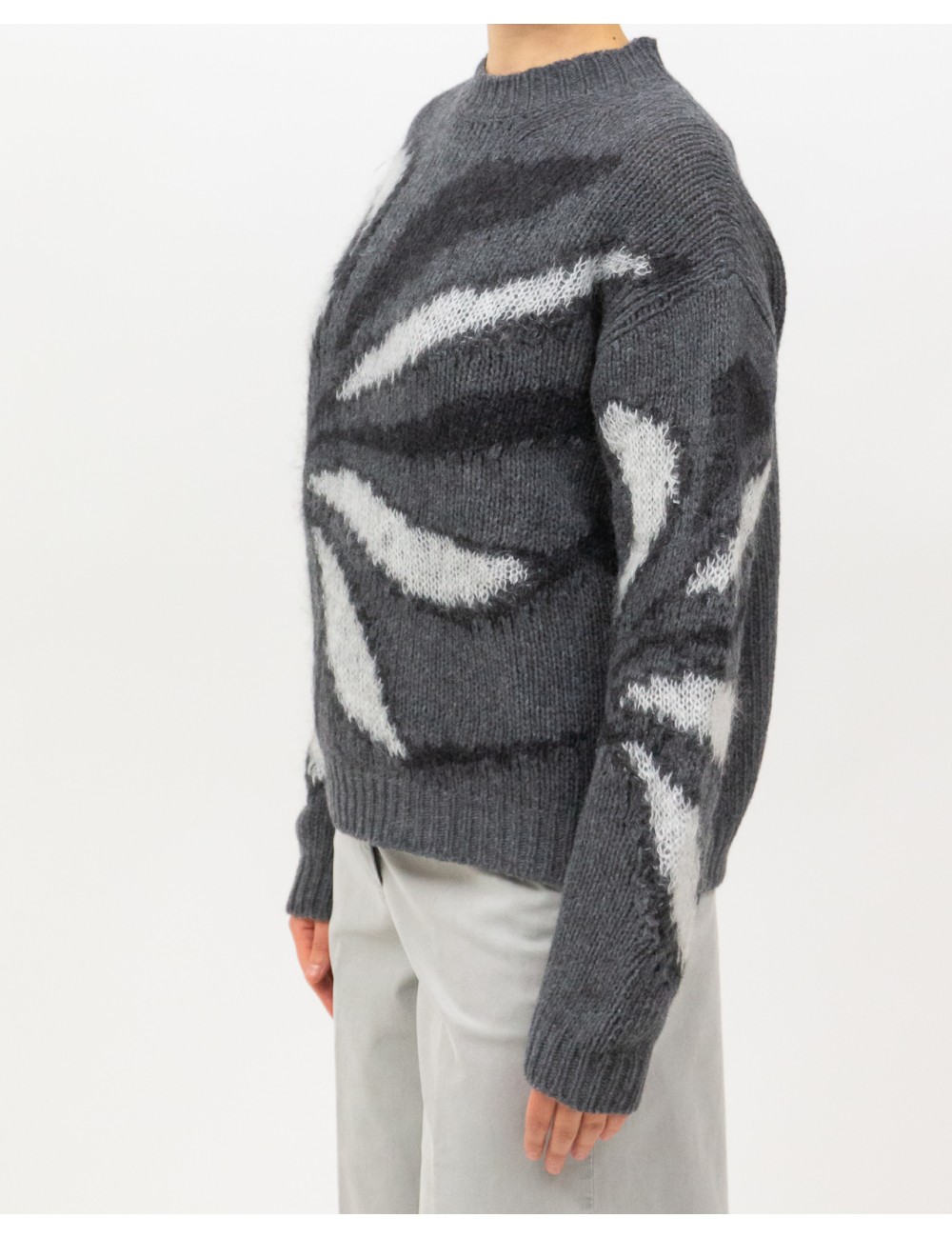 Roberto Collina - Girocollo Fantasia Grigio Donna F50001 21 GRIGIO I25