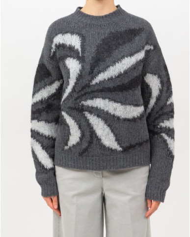 Roberto Collina - Girocollo Fantasia Grigio Donna F50001 21 GRIGIO I25