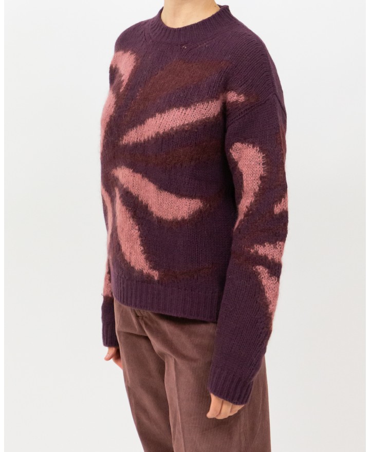 Roberto Collina - Girocollo Fantasia Bordeaux Donna F50001 36 FICO I25