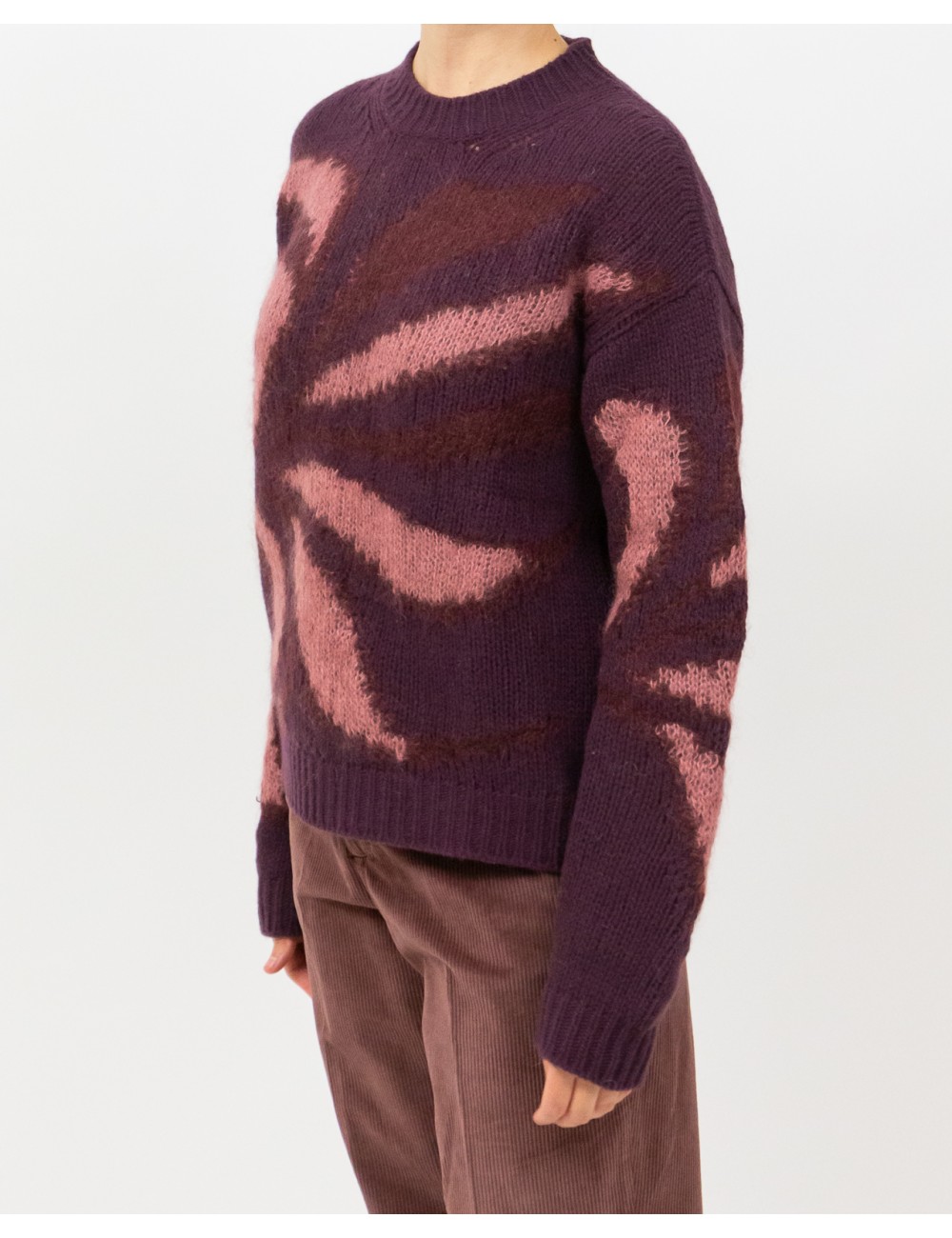 Roberto Collina - Girocollo Fantasia Bordeaux Donna F50001 36 FICO I25