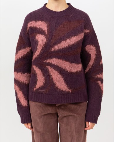 Roberto Collina - Girocollo Fantasia Bordeaux Donna F50001 36 FICO I25