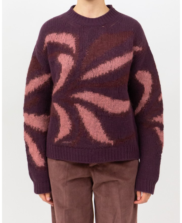 Roberto Collina - Girocollo Fantasia Bordeaux Donna F50001 36 FICO I25