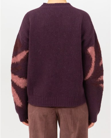 Roberto Collina - Girocollo Fantasia Bordeaux Donna F50001 36 FICO I25