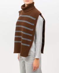 Women's High Neck Wool Scarf in Dark Brown/Gray DAV01R VAR.04 MORO/G I25