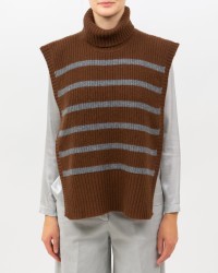 Women's High Neck Wool Scarf in Dark Brown/Gray DAV01R VAR.04 MORO/G I25