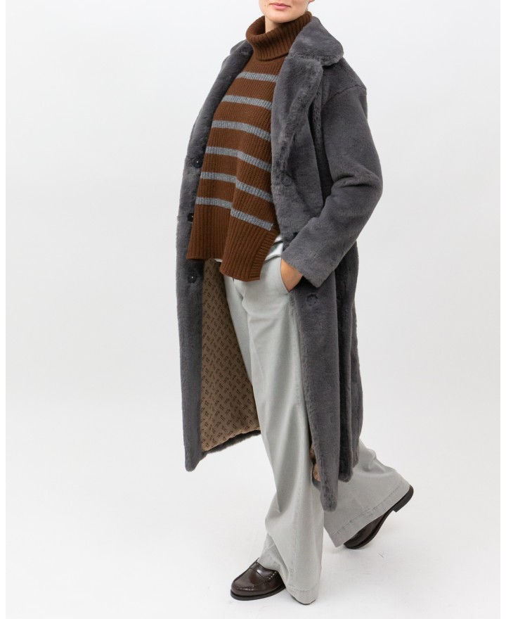 Herno - Women's Long Gray Fur Coat CA000586D 12422 9480 I25