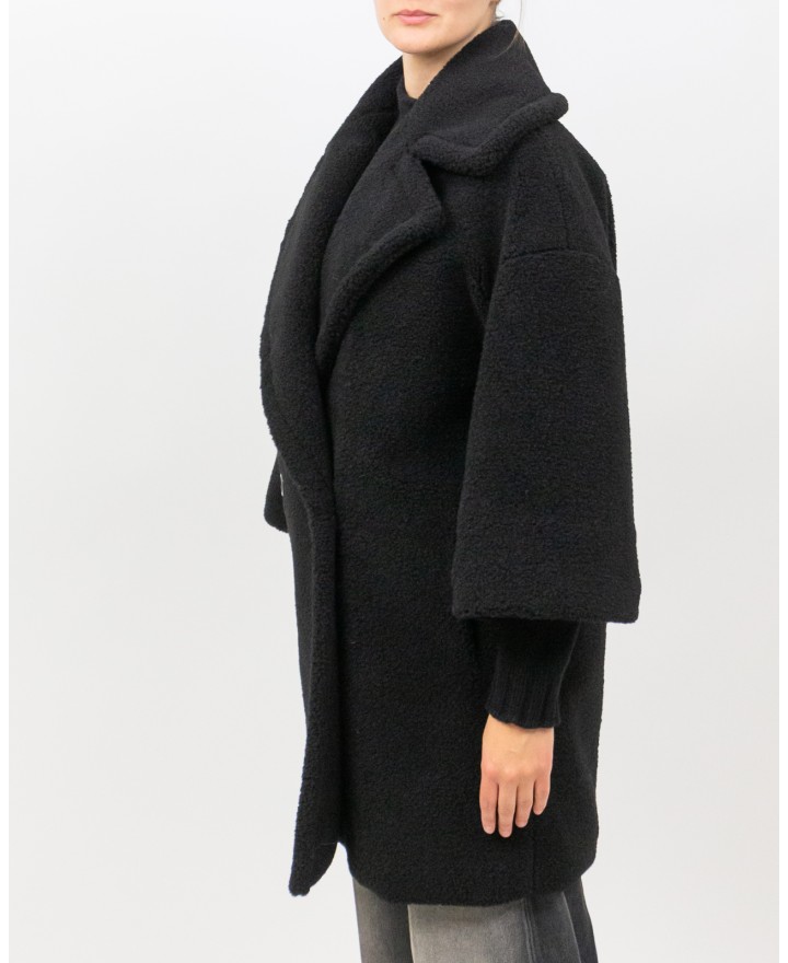 Herno - Women's Short Black Teddy Coat GC000492D 12735 9300 I25